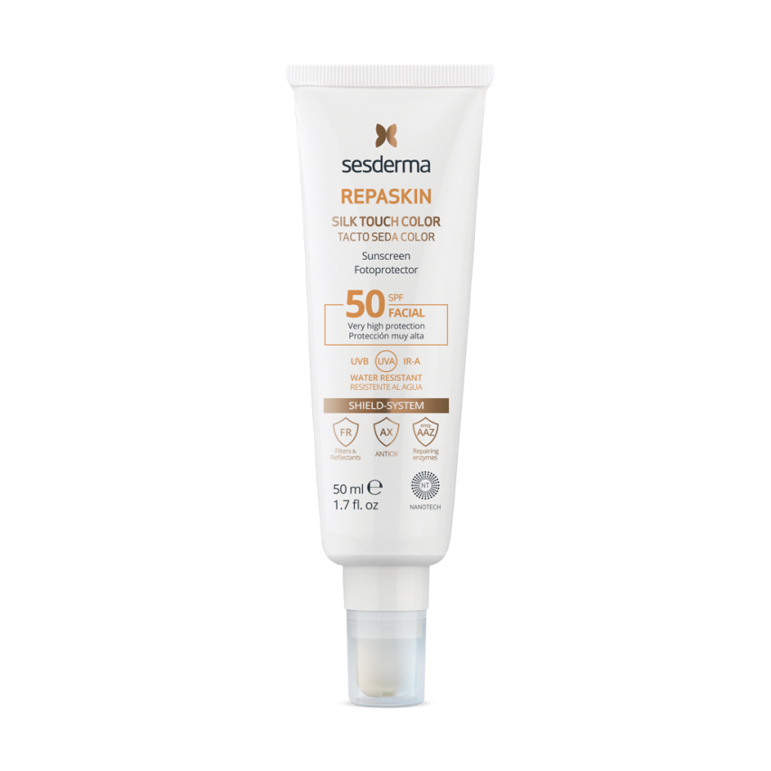 REPASKIN SILK TOUCH COLOR SPF 50 Cолнцезащитное средство для лица с нежностью шелка и с тонирующим эффектом