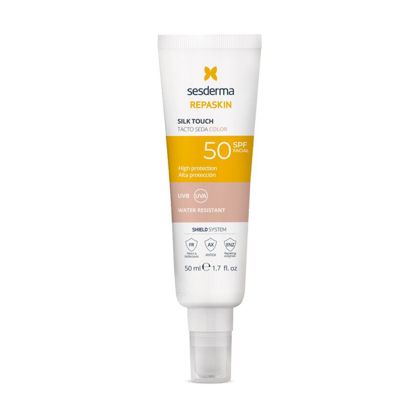 REPASKIN SILK TOUCH COLOUR SPF 50 Средство солнцезащитное с нежностью шелка с тонирующим эффектом для лица